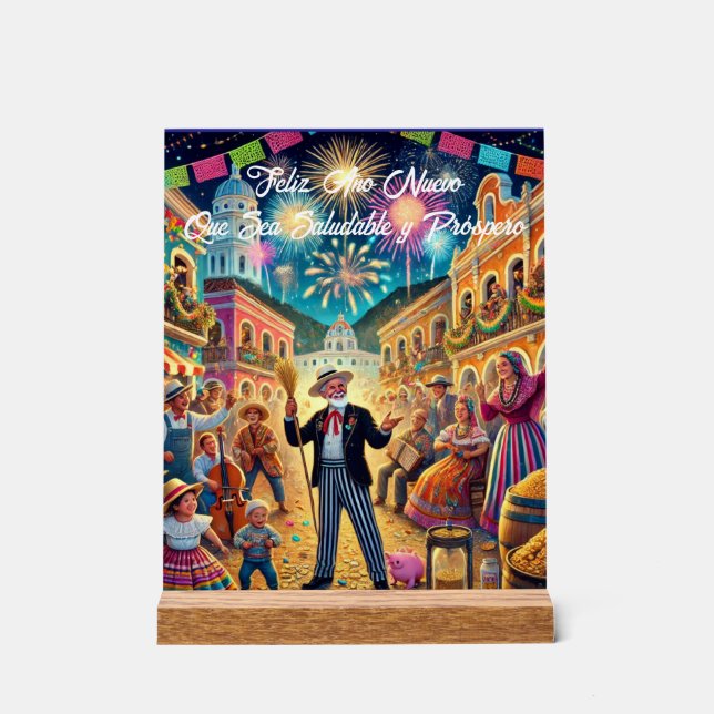 Silvesterfeier El Año Viejo Acrylschild (Vorderseite)