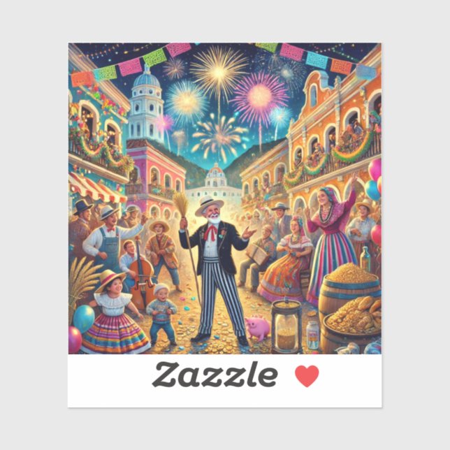 Silvesterfeier El Año Viejo Aufkleber (Blatt)
