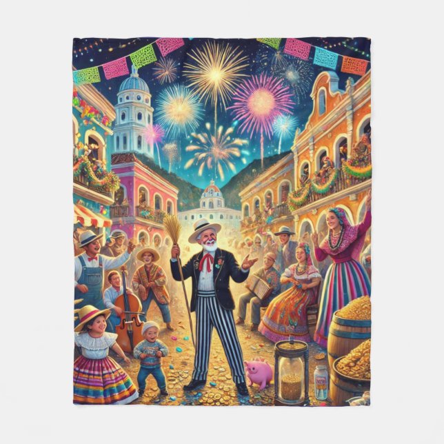 Silvesterfeier El Año Viejo Fleecedecke (Vorderseite)