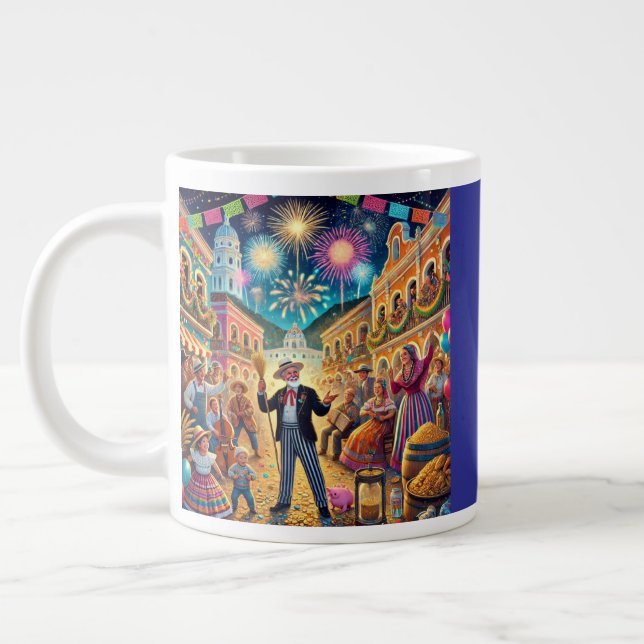 Silvesterfeier El Año Viejo Jumbo-Tasse (Links)