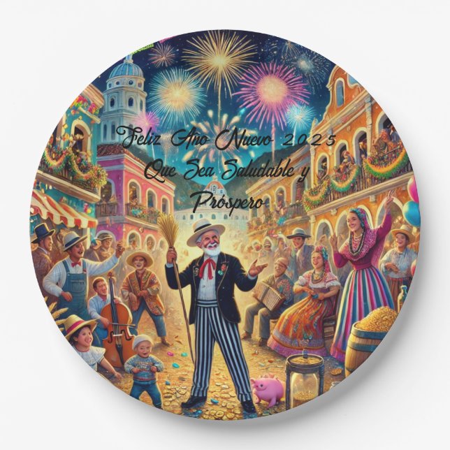 Silvesterfeier El Año Viejo Pappteller (Vorderseite)