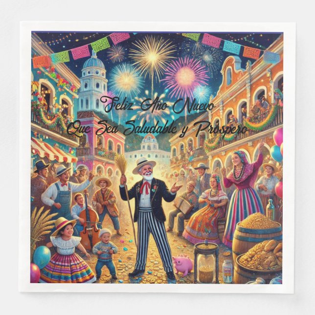 Silvesterfeier El Año Viejo Serviette (Vorderseite)