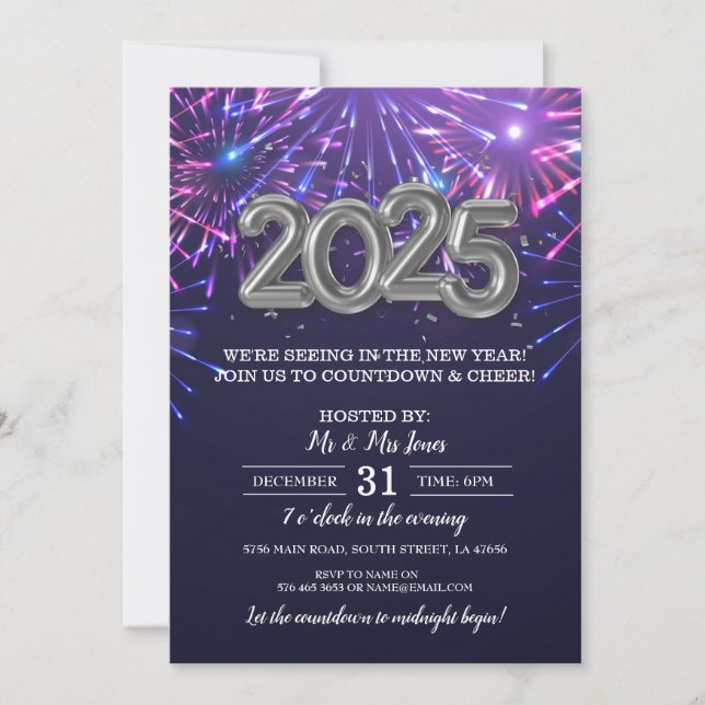 Silvesterfeier Party Black Gold Einladung (Vorderseite)