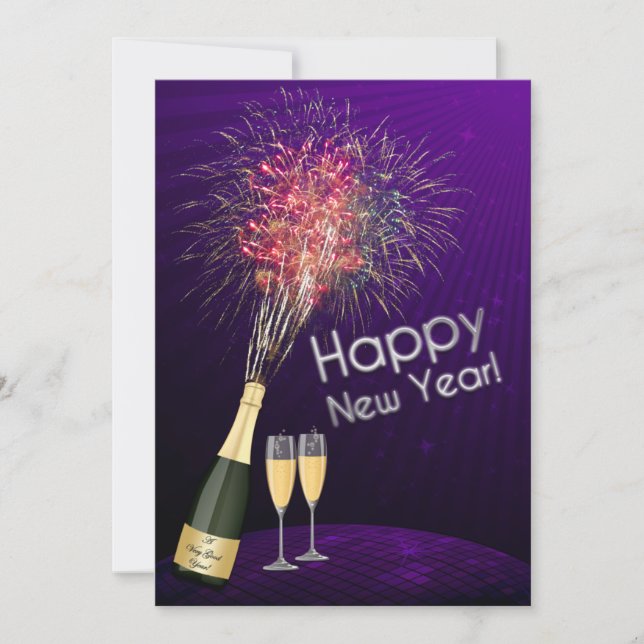 Silvesterfeuerwerke Lasst uns Party Einladung 5 (Vorderseite)