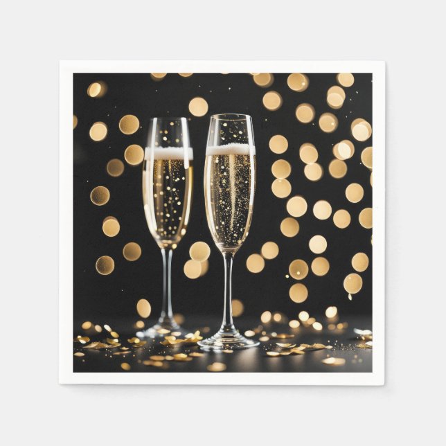 Silvesterflöten Serviette (Vorderseite)