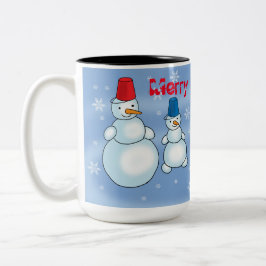 Silvesterkarte: Frohe Weihnachten und glückliches Zweifarbige Tasse