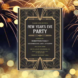 Silvesterparty 1920er Art Deco Einladung