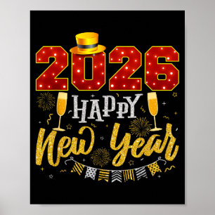 Silvesterparty 2026 Feuerwerk Frohes Neues Jahr Poster