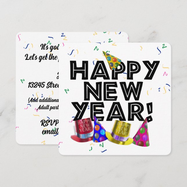 Silvesterparty Einladung (Vorne/Hinten)