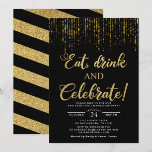 Silvesterparty Einladung Essen Trinken und Feiern