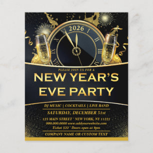 Silvesterparty-Einladung Gold Schwarz Flyer