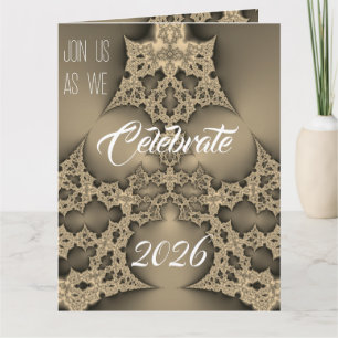 Silvesterparty-Einladung - goldener Fraktal Karte