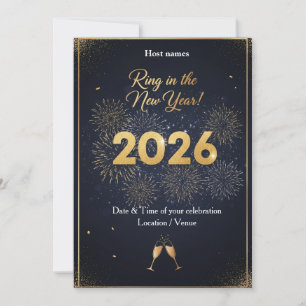 Silvesterparty-Einladung – Goldenes Mitternacht Einladung