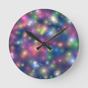 Silvesterparty Glitzer Sterne Runde Wanduhr