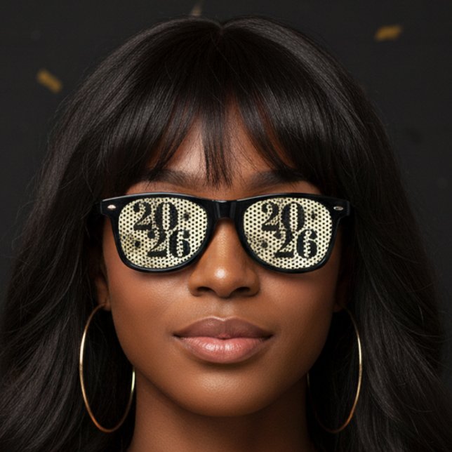Silvesterparty Gold Partybrille (New Years Eve Party Gold Retro Sunglasses
)