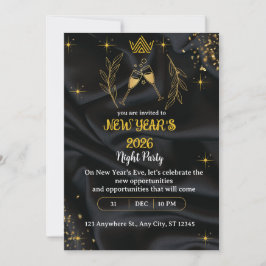 Silvesterparty Gold und Schwarz digital Einladung