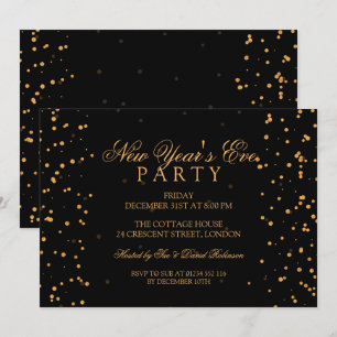 Silvesterparty Goldene Konfetti-Punkte Einladung