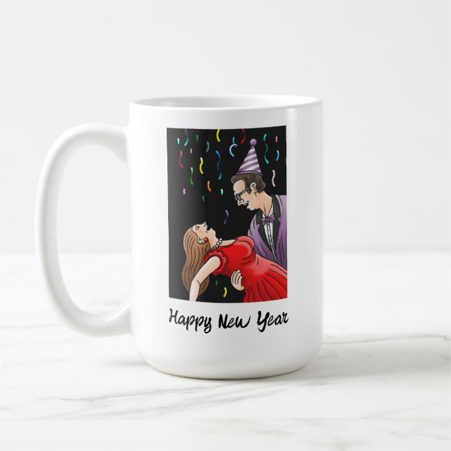 Silvesterparty mit Konfetti Kaffeetasse (Links)