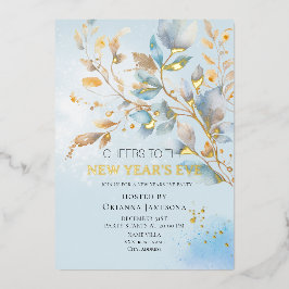 Silvesterparty mit Wasserfarben  Folieneinladung