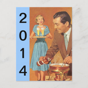 Silvesterparty Retro Vintage Spaß Postkarte
