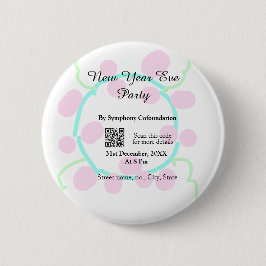 Silvesterparty Scan QR RSVP Name Pink Blau  Button