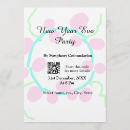 Silvesterparty-Scan-QR-RSVP-Name pink blau  Einladung