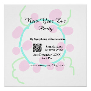 Silvesterparty-Scan-QR-RSVP-Name-Pink-Blau Poster