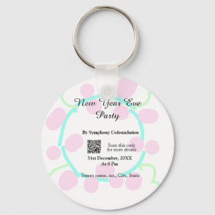 Silvesterparty-Scan-QR-RSVP-Name pink blau  Schlüsselanhänger