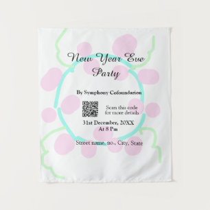 Silvesterparty-Scan-QR-RSVP-Name-pink-blau Wandteppich