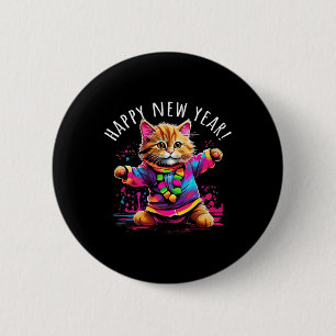 Silvesterparty Tanzende Katze Design Button