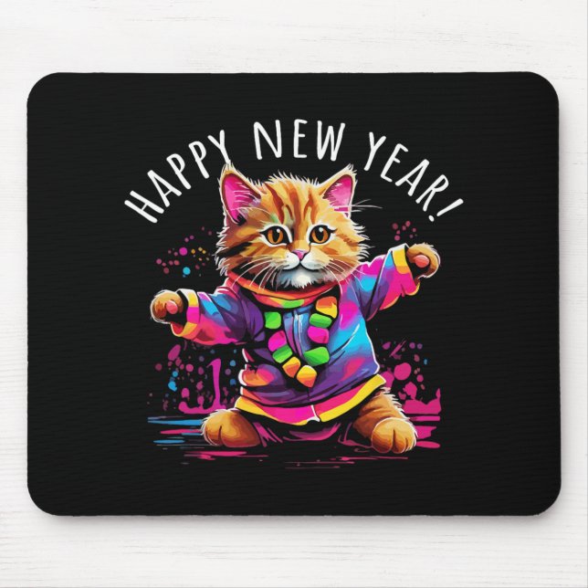 Silvesterparty Tanzende Katze Design  Mousepad (Vorne)