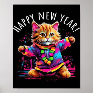 Silvesterparty Tanzende Katze Design  Poster