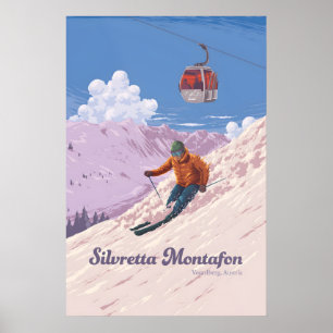Silvretta Montafon Skigebiet Reiseplakat Poster