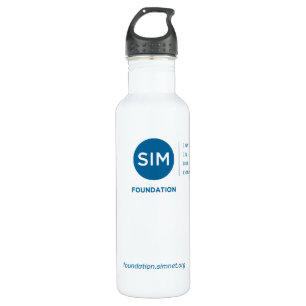 SIM Foundation Wasserflasche mit Aquamarinem Logo Edelstahlflasche