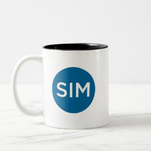 SIM-Logo und Tagline Aquamarin Zweifarbige Tasse