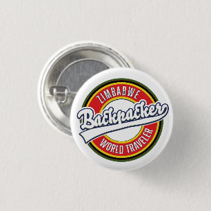 Simbabwe Backpacker World Traveller Logo. Button