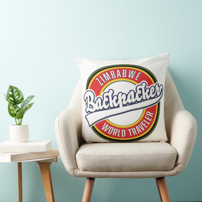 Simbabwe Backpacker World Traveller Logo. Kissen (Stuhl )