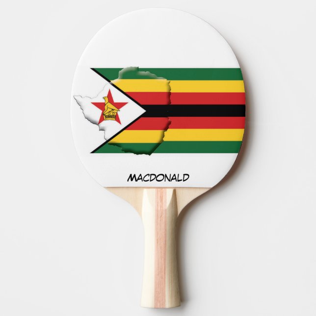 SIMBABWE FLAG & MAP Personalisiert Tischtennis Schläger (Vorderseite)