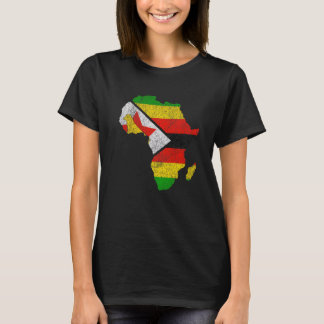 Simbabwe-Flagge Afrika Kontinent Silhouette Gesche T-Shirt