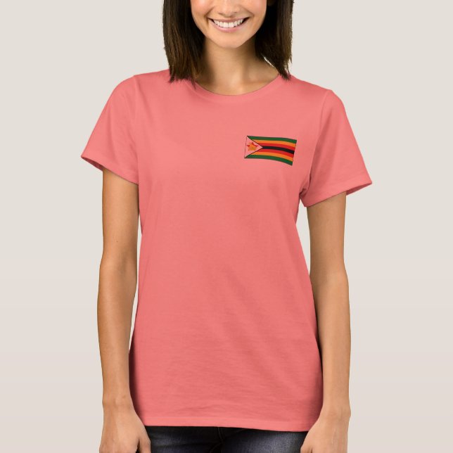 Simbabwe-Flagge + Karten-T - Shirt (Vorderseite)