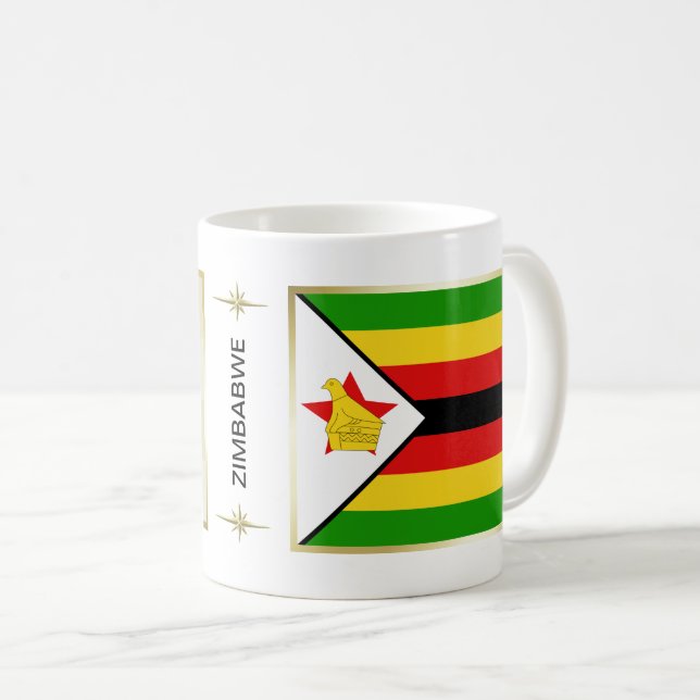 Simbabwe-Flagge + Karten-Tasse Kaffeetasse (VorderseiteRechts)