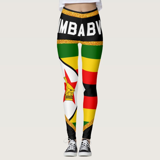 Simbabwe-Flagge Leggings (Vorderseite)