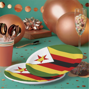 Simbabwe-Flagge Pappteller