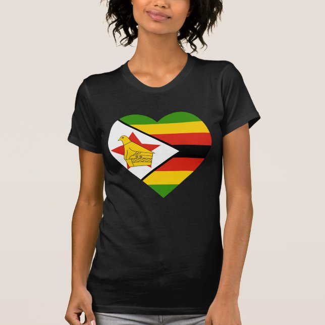 Simbabwe-Flaggen-Herz T-Shirt (Vorderseite)