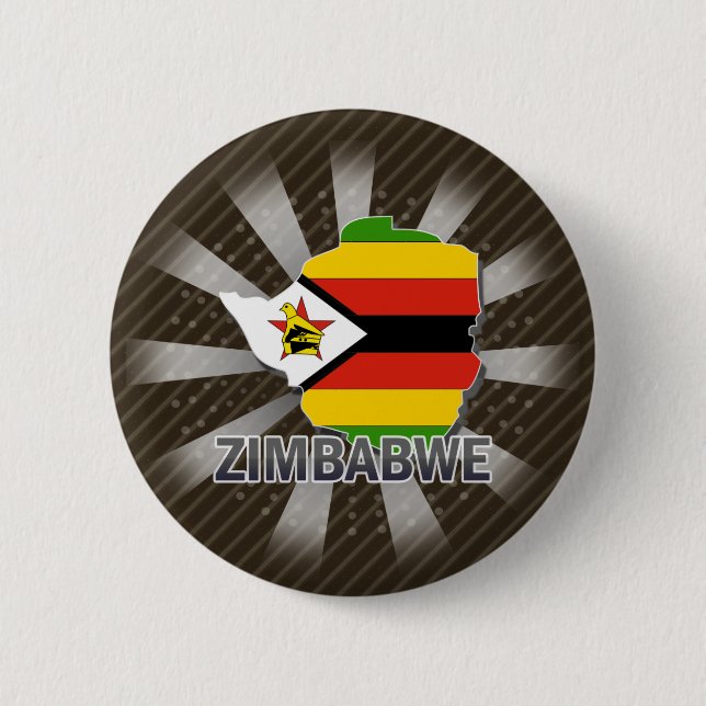 Simbabwe-Flaggen-Karte 2,0 Button (Vorderseite)