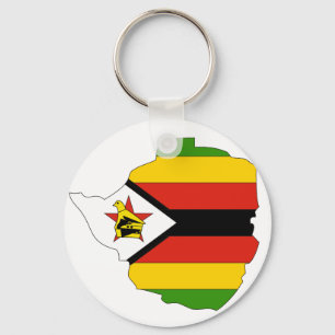 Simbabwe-Flaggenkarte Schlüsselanhänger