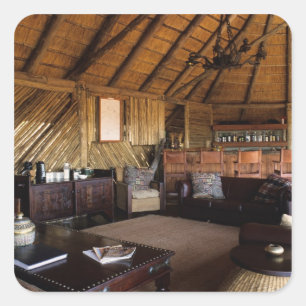 Simbabwe, Hwange-Nationalpark, Linkwasha-Lodge. Quadratischer Aufkleber