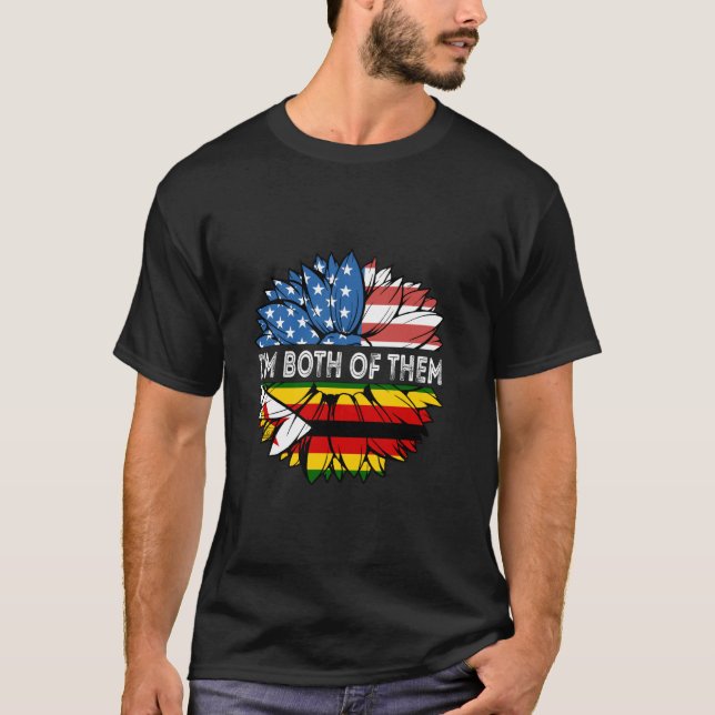 Simbabwe Ich bin beide USA Sonnenblume Simbabwisch T-Shirt (Vorderseite)