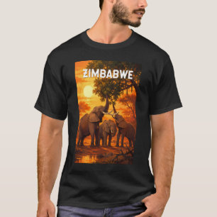 Simbabwe Illustration Reise Kunst Vintage T-Shirt