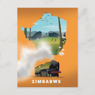 Simbabwe-Karte illustriertes Reiseplakat Postkarte